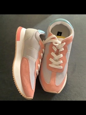 

AQUA Женские розовые кроссовки на танкетке 1 дюйм со шлейфом на платформе и круглым носком, 6 м, Розовый, AQ-TRAIN