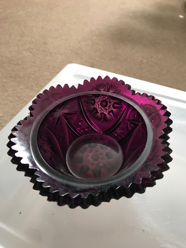 Antique Deep Press Cut Purple Bowl, Candy Dish, McKee Glass, Purple Glass, Rare