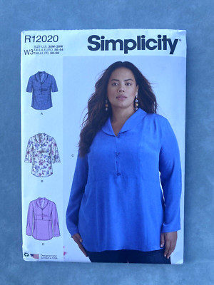 Simplicity 12020 S9890 Women's Tops Size 30W-38W Sewing Pattern Uncut