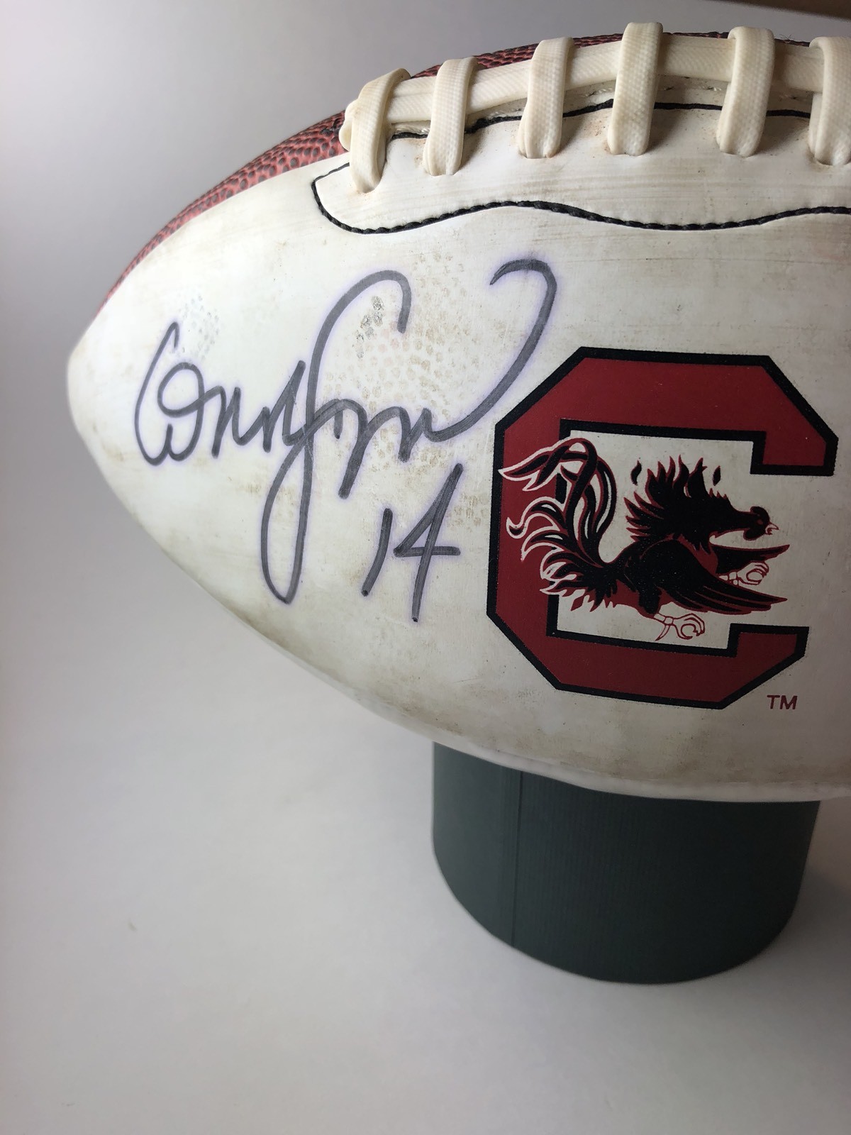 SEC Shaw 14 Davis 28 Autographed Football So. Carolina Gamecocks No COA
