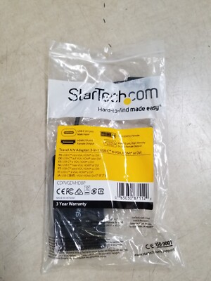 Startech CDPVGDVHDBP Multiport Video Adapter 3 in 1 USB Type-C to HDMI DVI VGA