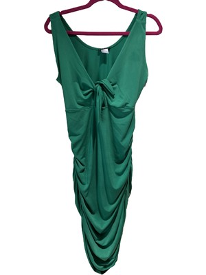 Venus Green Knit Dress Cutout At Waist. Size L NWOT