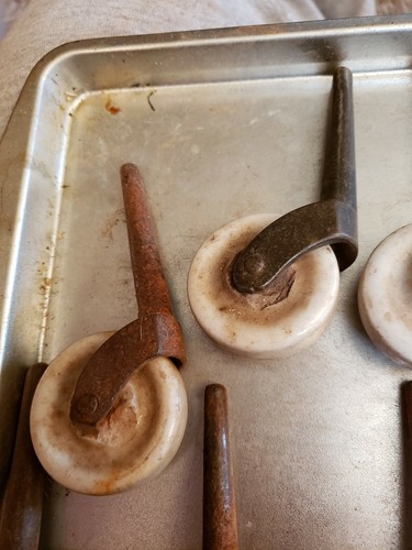 Vintage White Porcelain Ceramic Casters Set of 6
