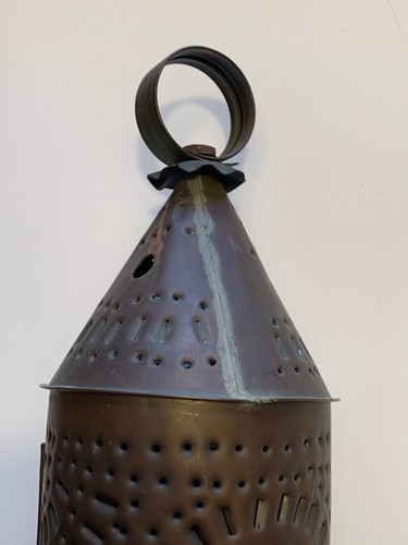 Vintage Punched Copper Candle Lantern