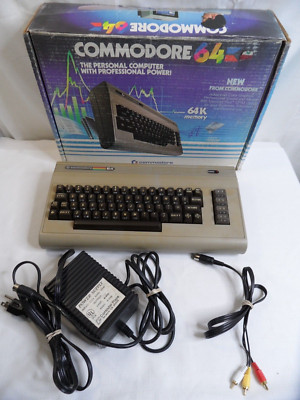 Commodore 64 C64 Computer Tested  w/  Heat Sinks, Power, & AV cables