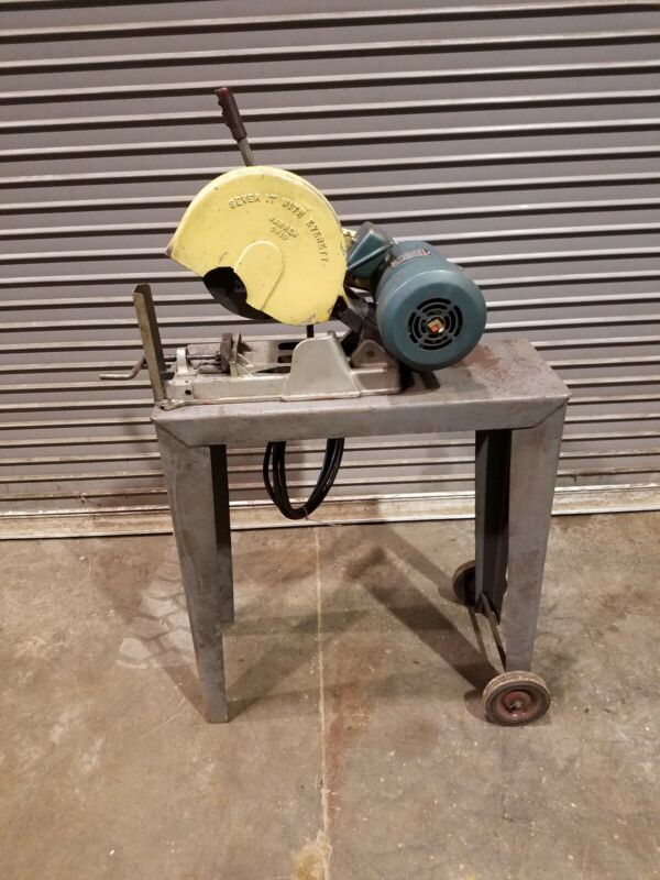 Everett 10" dry straight cut abrasive saw on wheeled stand 3 HP 240VAC 3 Phase