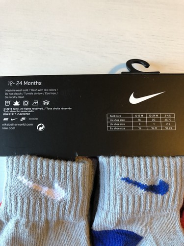 New Nike Boy Socks 12-24 Months Six Pair