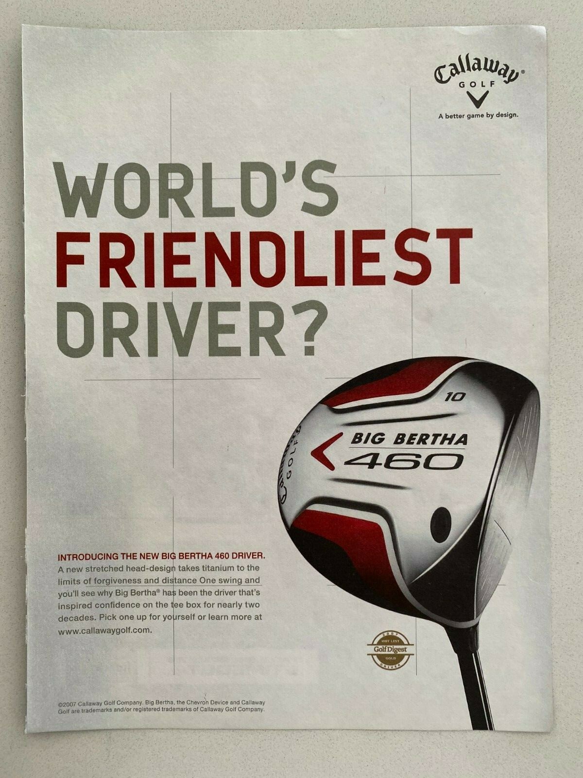 Callaway Golf Big Bertha 460 2007 Print Ad | eBay
