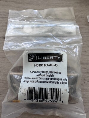 Pair Liberty 1/4'' Overlay Hinge Semi-Wrap Antique English Finish H01911C-AE-O