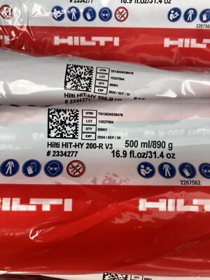 9X HILTI HIT-HY 200-R V3 EPOXY ADHESIVE ANCHOR 16.9  fl OZ EXP Sept 30 2024