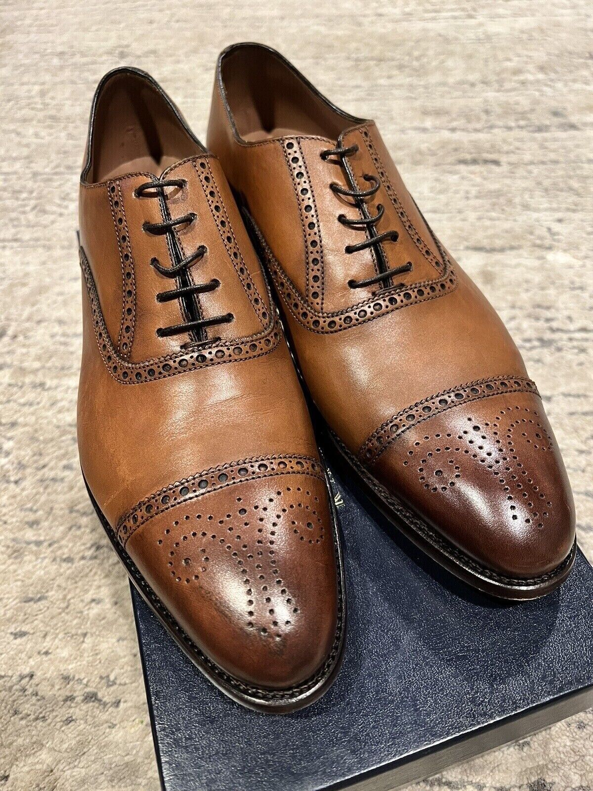 Ralph Lauren Purple Label Tan Leather Denver Cap Toe Dress Ralph Lauren Purple Label Tan Leather Denver Cap Toe Dress