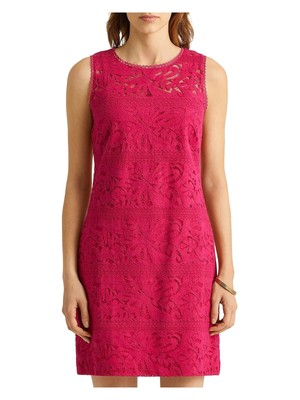 

LAUREN RALPH LAUREN Женское короткое платье-футляр без рукавов с розовой подкладкой, Розовый