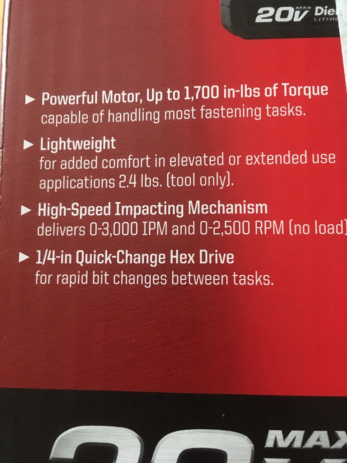 Craftsman Lithium-ion 1/4 Inch Impact Driver Kit with battery pack and bag