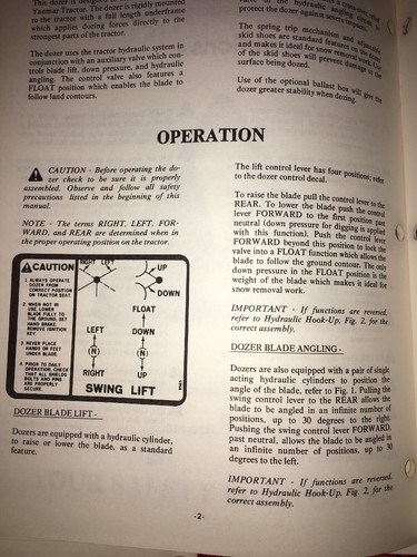 Yanmar YFDH-330 Dozer Owner Operator Manual For Diesel Tractor  YM-330(D)