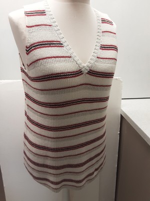PAPAYA WEEKEND 18 SLEEVELESS KNITT CREAM BEIGE RED BLACK PIT TO PIT 24'' INCHES. 