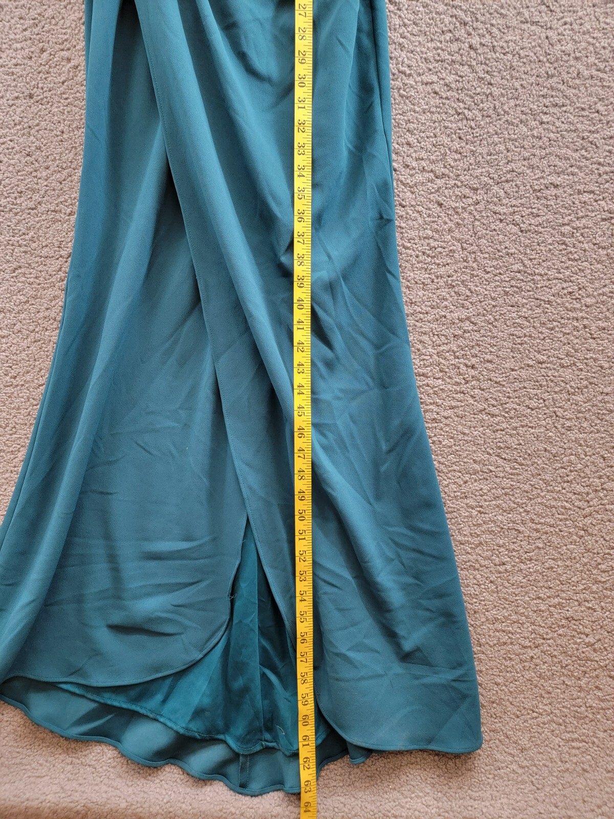 AQUA Cutout One Shoulder Gown Women's 0 Azure Solid Asymmetric Back Zip Closure - Picture 7 of 15