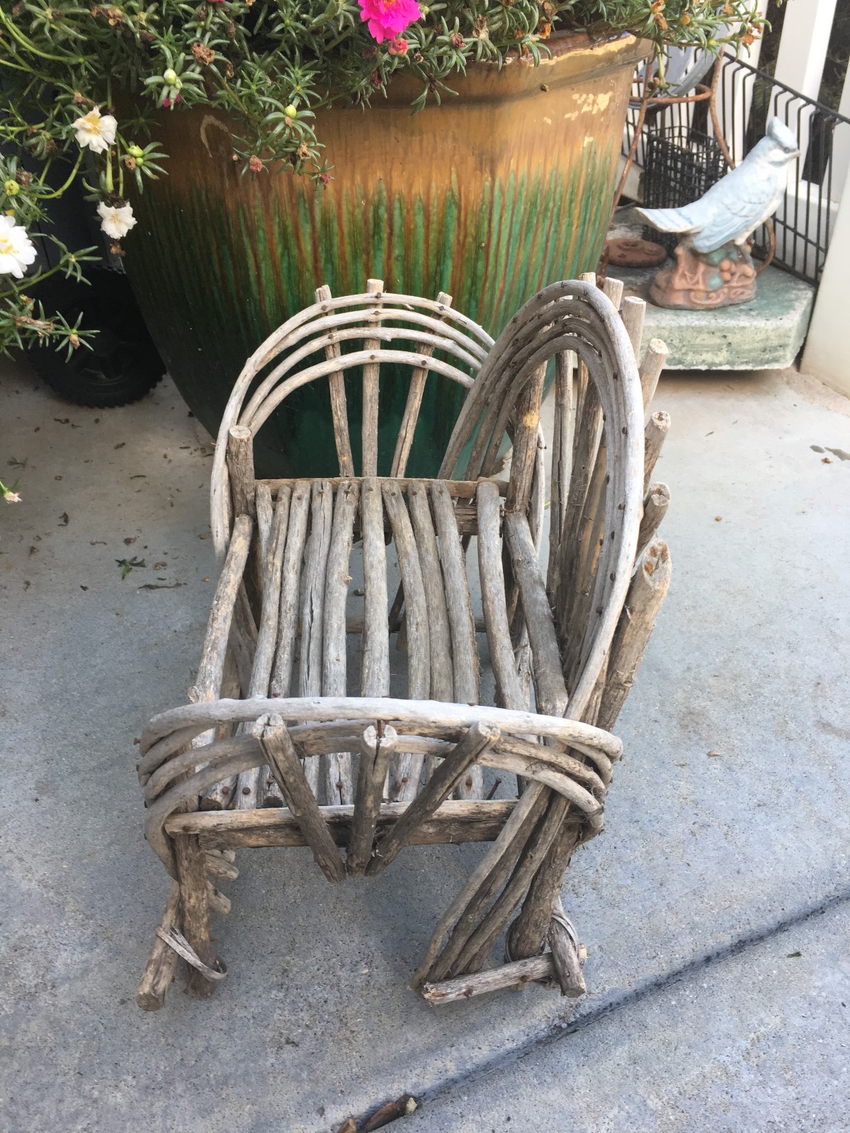 Primitive Vintage Bent Twig Wooden Doll Chair Antique