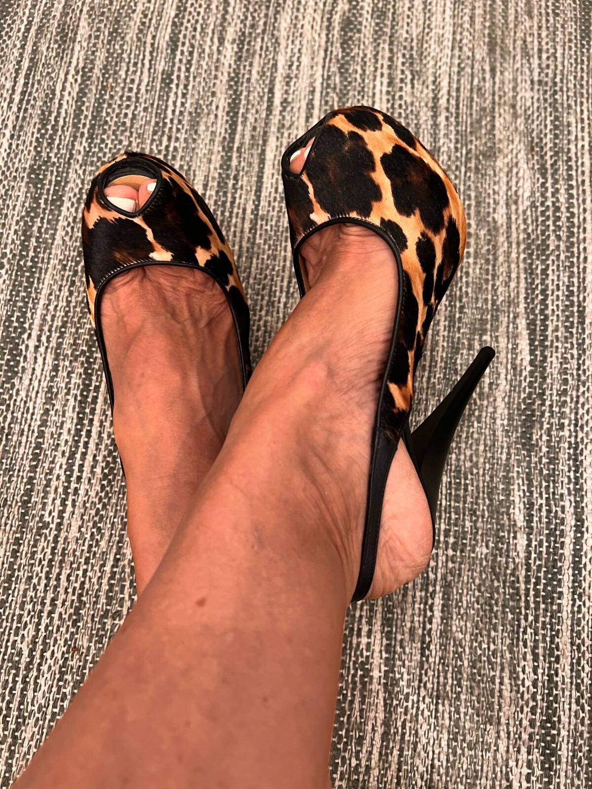 Auth GIUSEPPE ZANOTTI Pony Hair Animal Print Singback