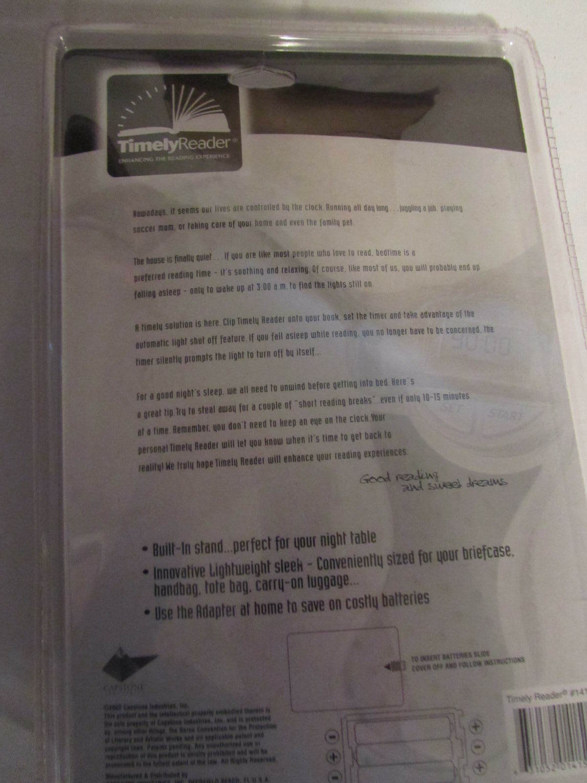 Timely Reader The  BOOK LIGHT for People who love to Read..New