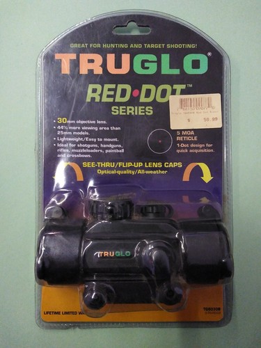 TruGlo 30mm 5MOA Red Dot Sight Multi Coated Lens, Water Proof, Lightweight (BW)