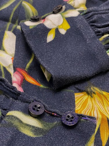 Oscar De La Renta Women's Blue Floral Knife-Pleat Self-Tie Dress Size 10