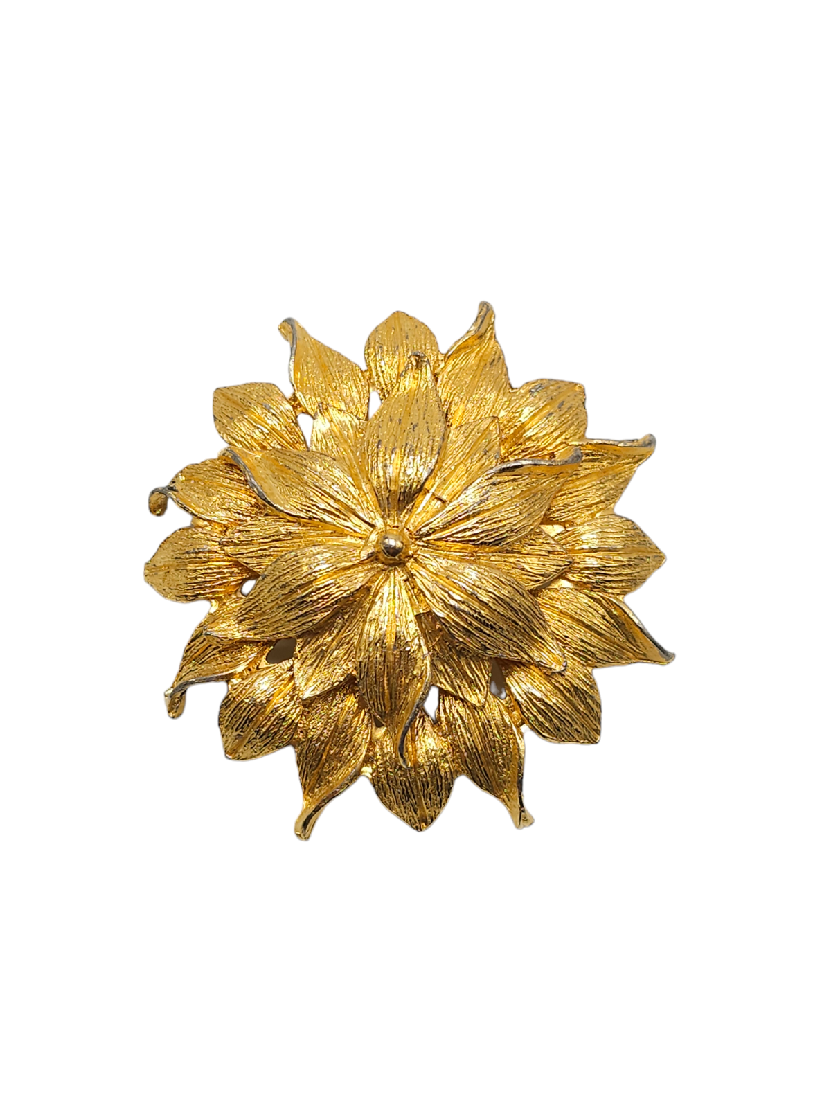 Vintage Brooch Enamel Flower Yellow White Large 1960s Mod