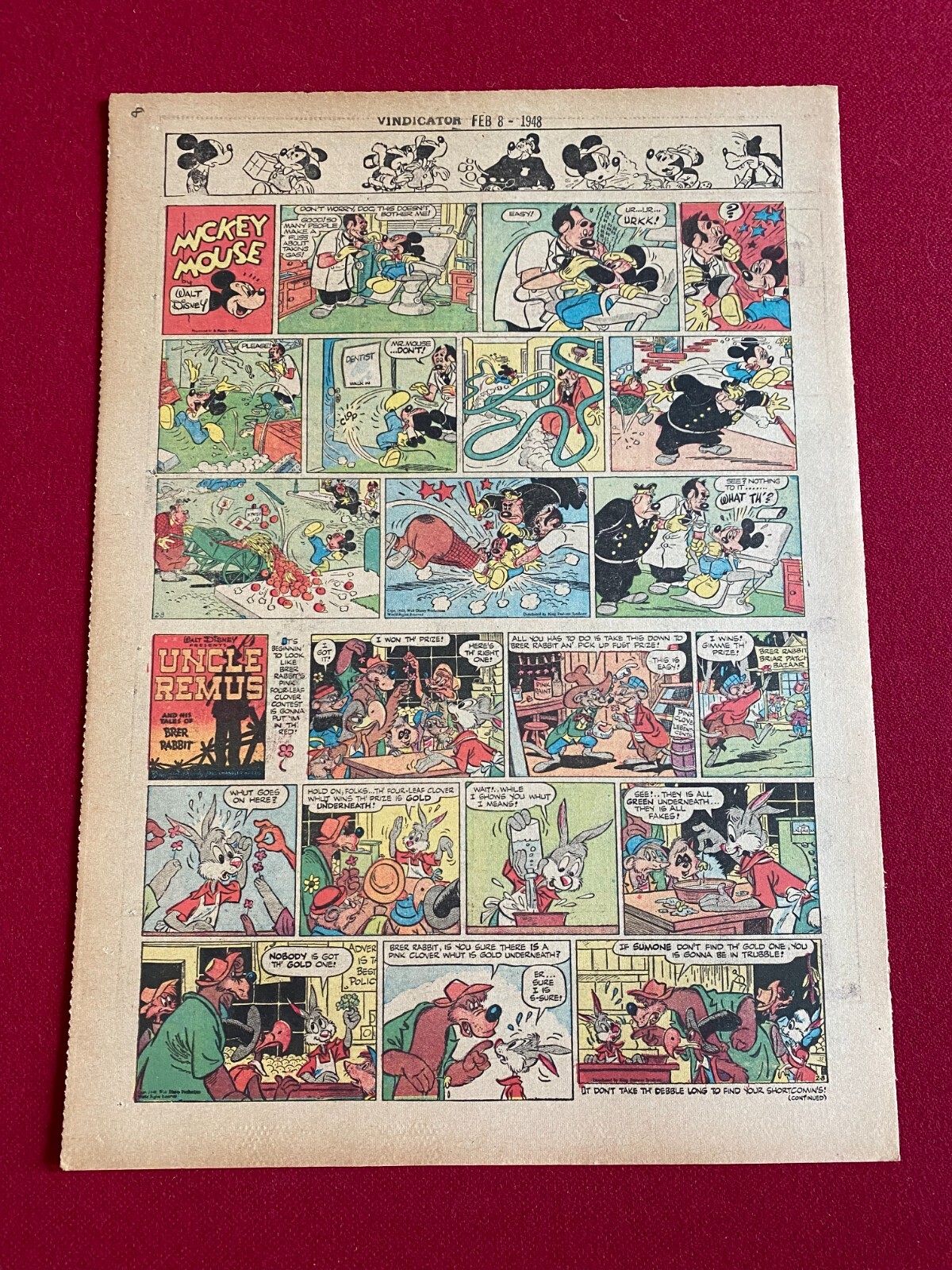 美品80's SUNDAY COMICS “Disney Mickey” 刺繍 80s SUNDAY