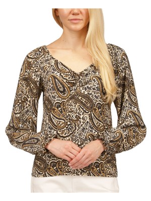 MICHAEL MICHAEL KORS Женский бежевый топ с эластичными манжетами и длинным рукавом Petites P\M