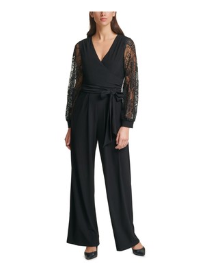 

Женский черный вечерний комбинезон с широкими штанинами и широкими штанинами JESSICA HOWARD