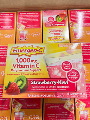 Emergen-C Vitamin C Strawberry Kiwi Flavored Fizzy Drink Mix 1,000 mg 30 Count