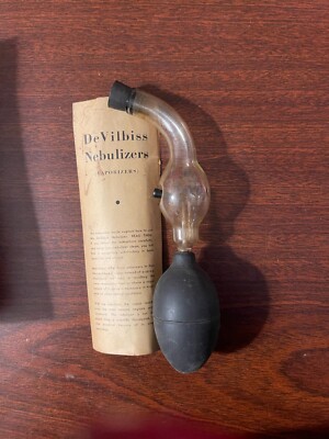 Vintage 1930's DeVilbiss Atomizer #14 Amber Glass Perfume Medical spray unit