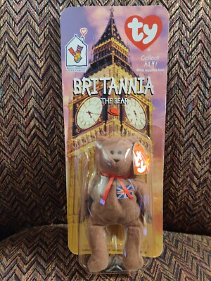 RARE-Ty Brittania the Bear - McDonalds Teenie Beanie Retired With Both Errors