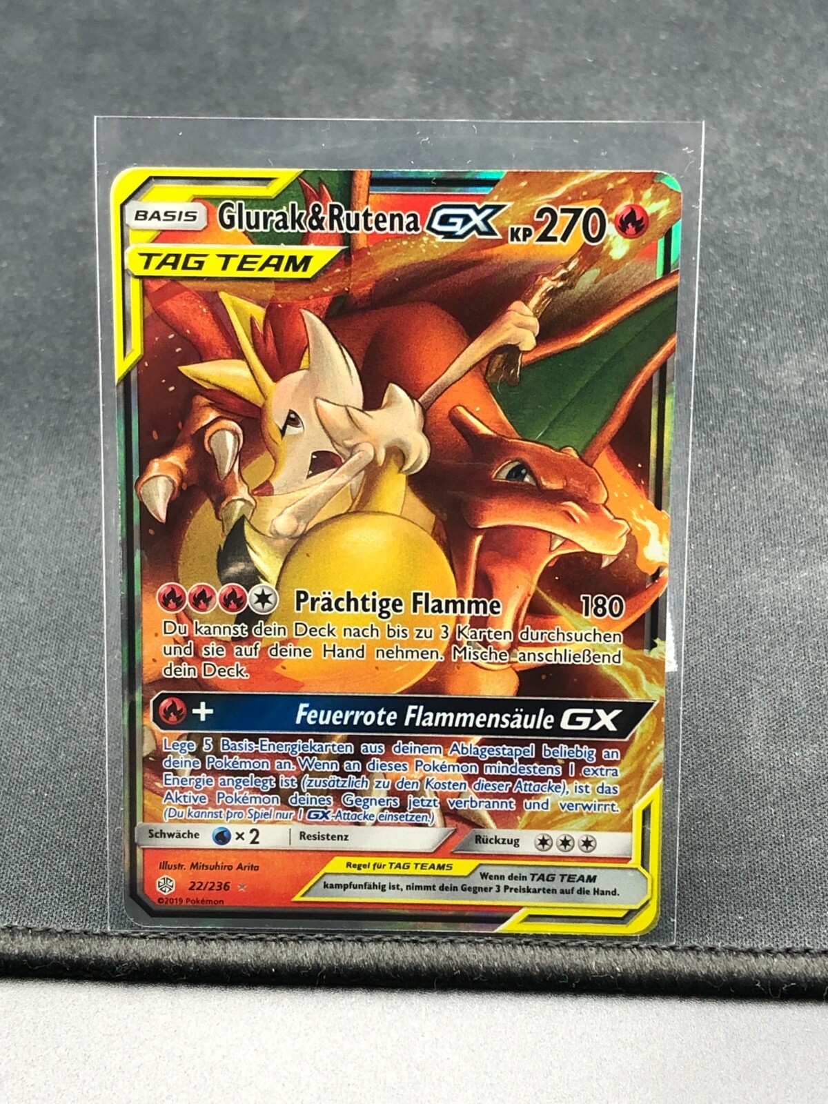 Glurak Rutena GX Tag team 22236 Near Mint Pokemon Deutsch