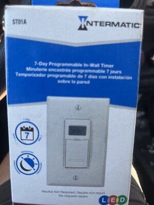 Intermatic ST01A 7 Day Programmable In Wall Digital Timer Switch for Lights and