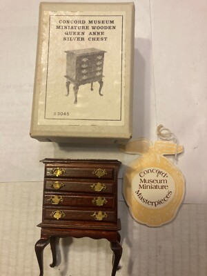CONCORD DOLLHOUSE MUSEUM BURGUNDY QUEEN ANNE SILVER CHEST  #3045, M/OB, NICE!