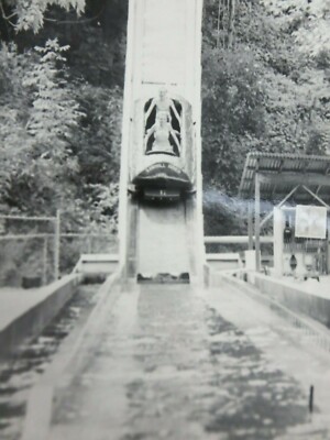 Black & White Photo Sawmill River Log Flume Amusement Ride 1986