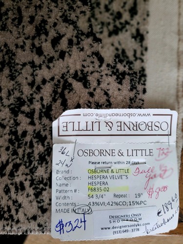 OSBORNE & LITTLE Fabric Remnant - HESPERA Velvet  - ITALY - 36