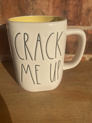  Rae Dunn Easter   Crack Me Up   Mug With Yellow Inside By Magenta 