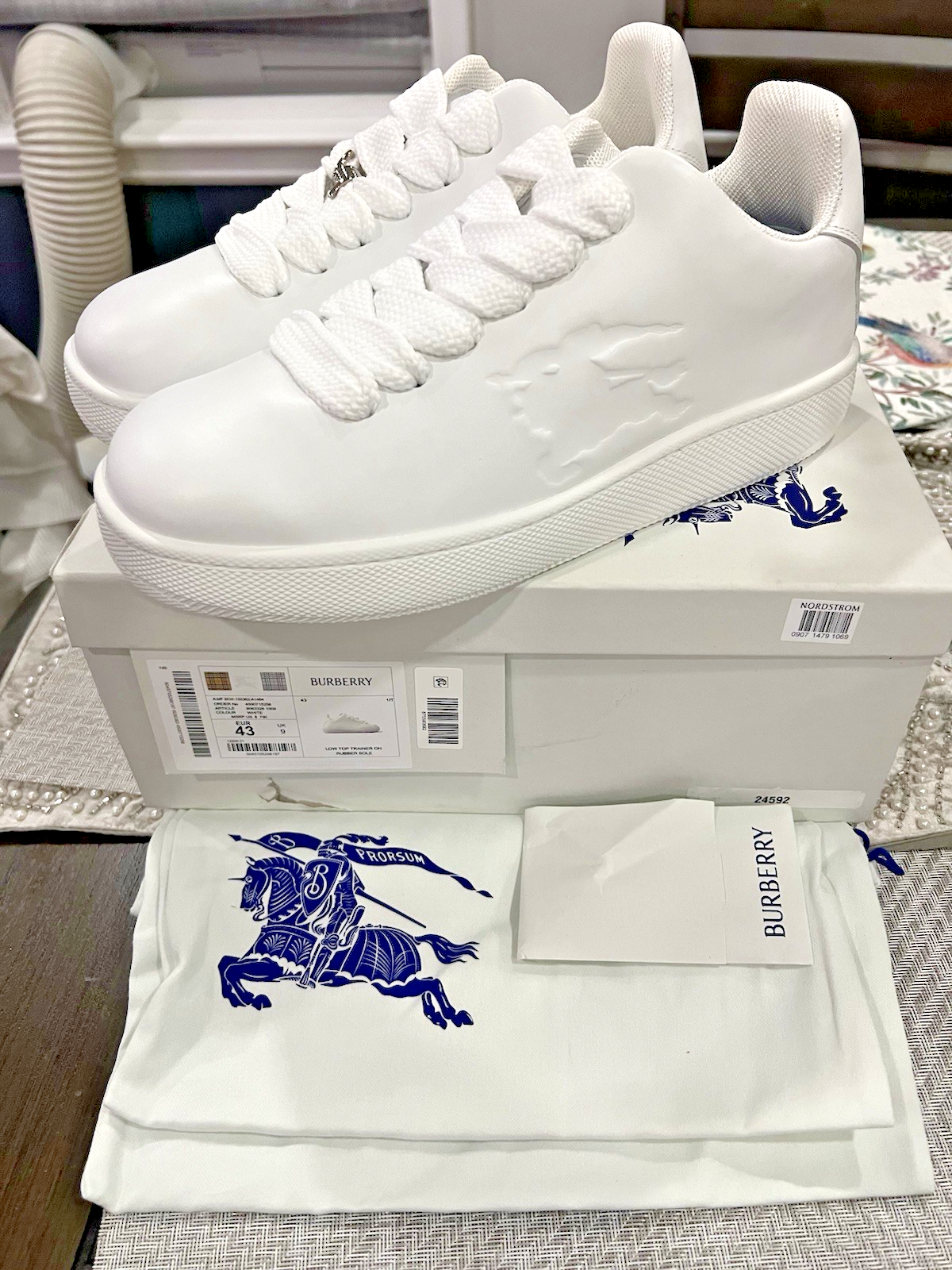 NEW Burberry Leather Box Sneaker Sz 10 / 43 White | eBay