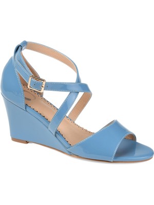 

JOURNEE COLLECTION Женские голубые туфли на танкетке с открытым носком Stacey Crosscross, Light blue, STACEY-PUMP