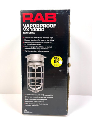 RAB VX100DG Vaporproof Light Fixture Natural