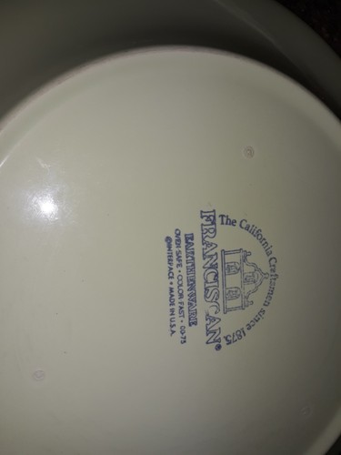 3 Vintage Franciscan Earthenware Picnic Dinner Plates, Green & Yellow Flowers