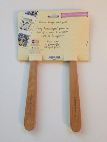 Talisman Designs  Beechwood Salad Serving Set, Cat Design , Laser Etched Fork an