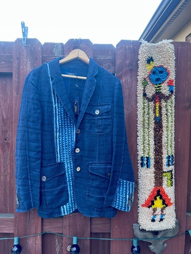 NWT Polo Ralph Lauren Blazer Boro Indigo Linen Sashiko