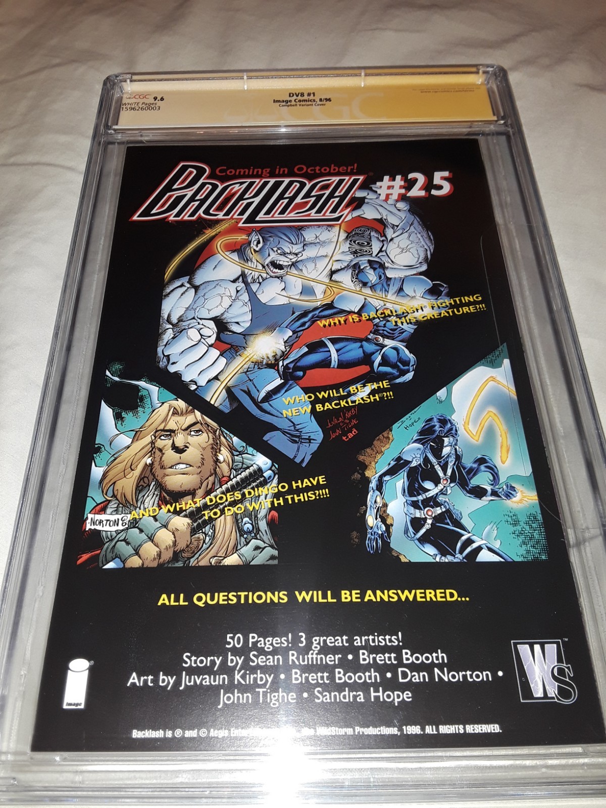 Signed DV8 #1 CGC SS 9.6 by J Scott Campbell cover artist - Image 1996