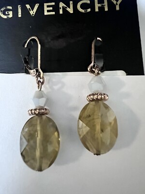 Givenchy Dangle Drop Crystal Smoky Quartz Earrings 