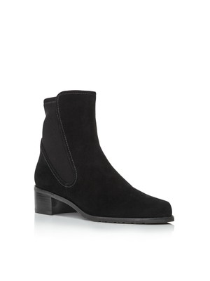 

STUART WEITZMAN Женские черные кожаные ботильоны Lynelle с миндалевидным носком на блочном каблуке, Черный, S5135