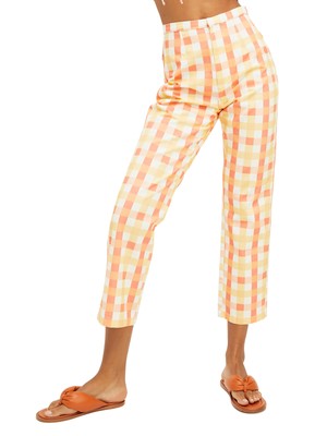 

Женские оранжевые укороченные брюки в клетку с застежкой-молнией FREE PEOPLE, Оранжевый, OB1288132