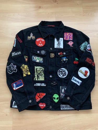 Supreme Patched Denim Trucker Jacket Black Size Extra Large Supreme Patched Denim Trucker Jacket Black Size Extra Large