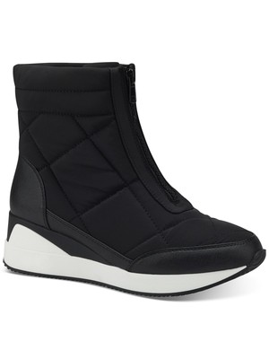 Женские кроссовки на танкетке ALFANI Womens Black Mixed Media Whitnee с круглым носком, 6,5 м